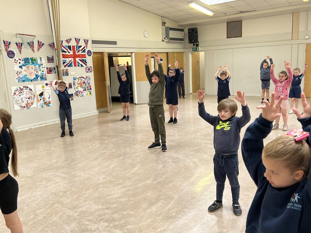 Image of Year 3 warming up for dance