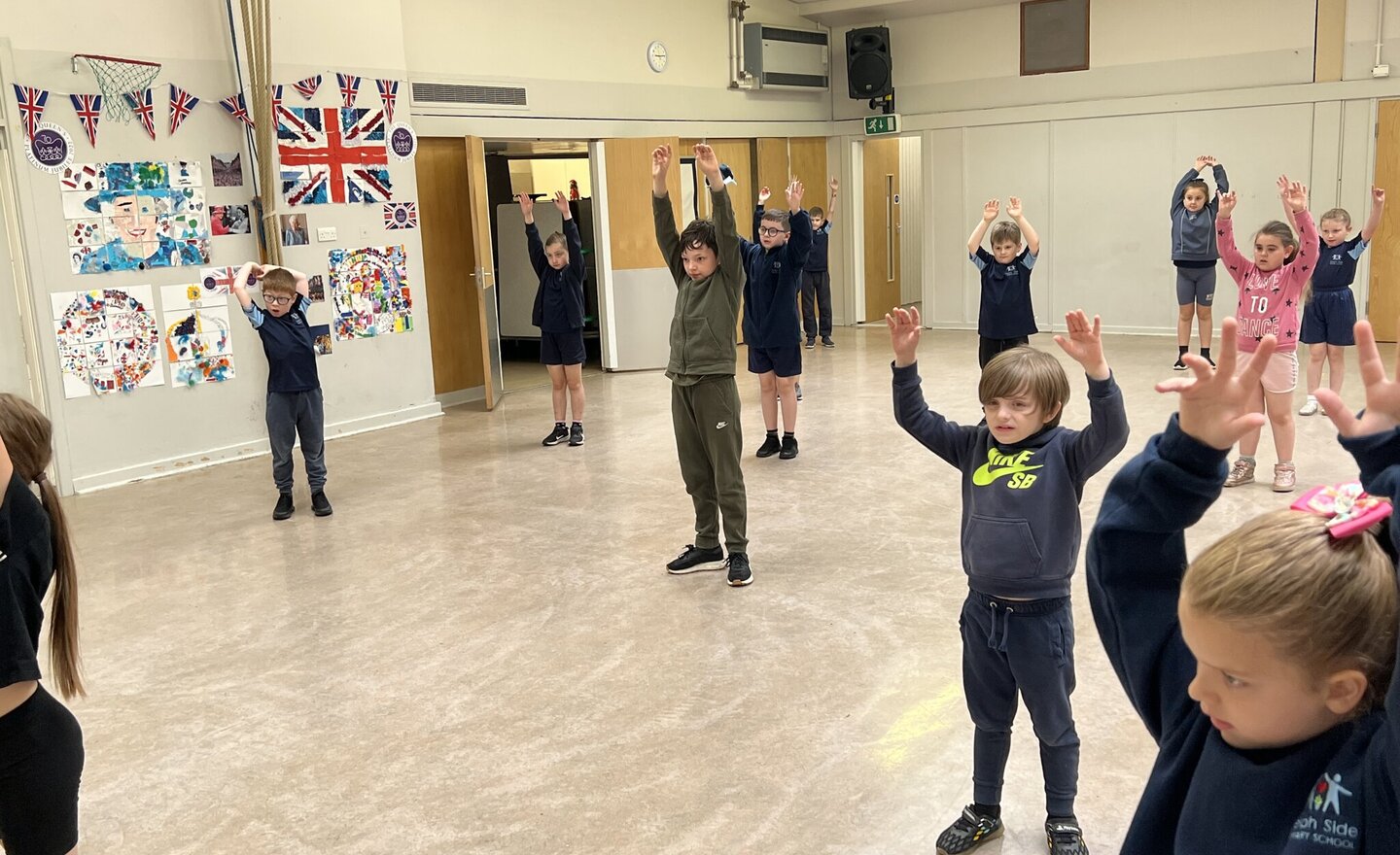 Image of Year 3 warming up for dance