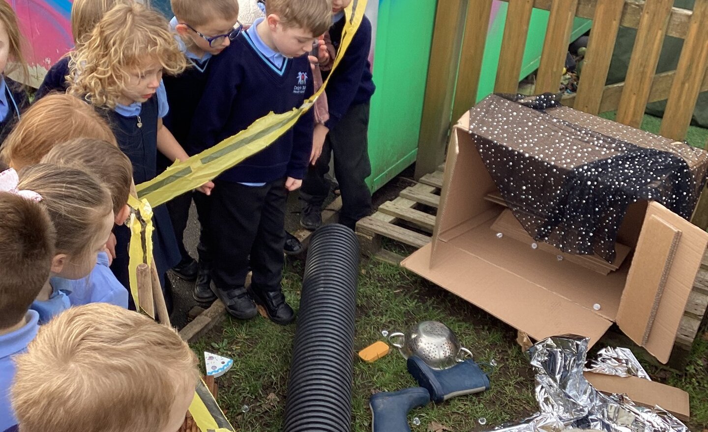 Image of Reception- Rocket crashes on the school field